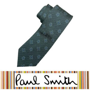 Vintage Y2K Paul Smith Green Mod Floral Neck Tie Necktie Silk Blend England